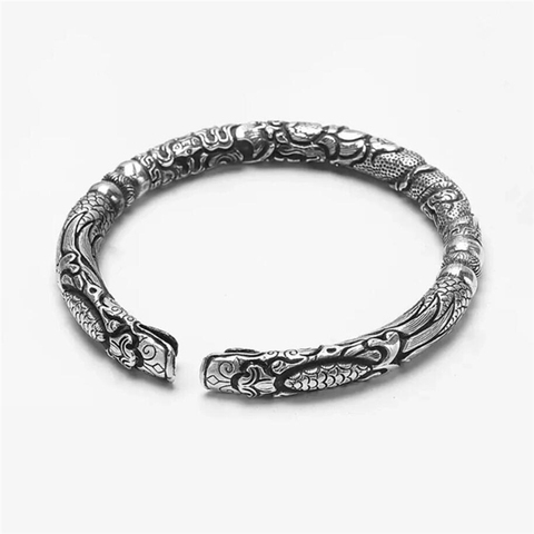 Bracelets uniques à mémoire de forme, rétro argent thaïlandais, exquis, bracelets littéraires en argent Sterling 925, hommes, redimensionnables SBR150 ► Photo 1/4