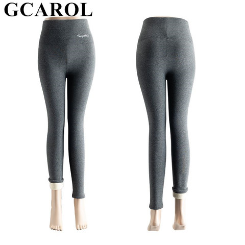 GCAROL – Leggings en molleton rayé pour femme, sans couture, résistance au froid inférieure à zéro, peluche en cachemire épais, avec impression de lettre, pour l'hiver ► Photo 1/6