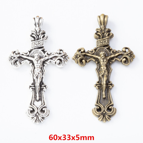 Breloques vintage en alliage de Zinc et métal, pendentif croisé pour bricolage, résultats de bijoux, 5 pièces/lot, 8089 ► Photo 1/3