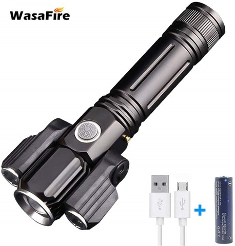 WasaFire – feu avant de vélo 1200 Lumens, Zoomable, 1 x T6 + 2 x XPE, lampe torche Led Rechargeable USB pour cyclisme, lampe frontale IP65 ► Photo 1/1