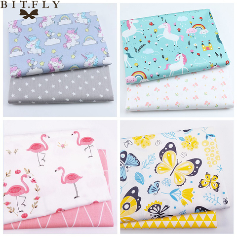 2 pièces licorne dessin animé Twill imprimé 100% coton tissu pour bébé couture Quilting gros quarts enfant tissu Patchwork à faire soi-même 50x50cm ► Photo 1/6