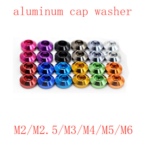 10 pièces/lot capuchon tête en aluminium rondelle M2 M2.5 M3 M4 M5 M6 coloré en alliage d'aluminium bouchon joint de culasse rondelle pour pièces RC ► Photo 1/5