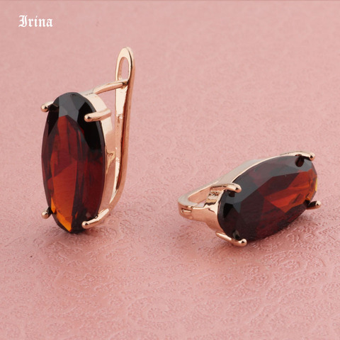 Boucles d'oreilles en Zircon cubique pour femmes, nouvelle mode 585, couleur or Rose, boucles d'oreilles classiques pour filles, déclaration, grand design ovale de mariage ► Photo 1/6