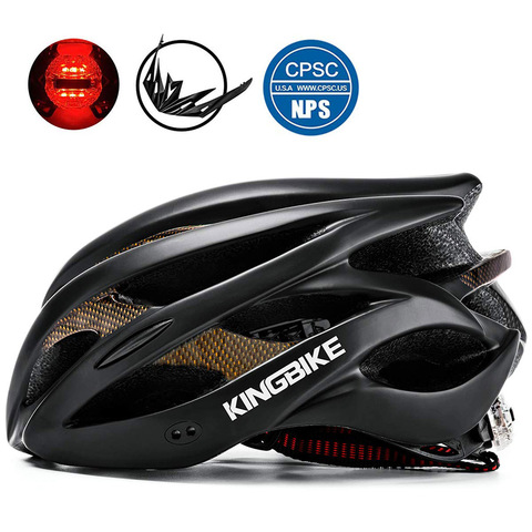 KINGBIKE casque de cyclisme ultra-léger vtt casque de vélo CPSC casques de vélo avec feu arrière cyclisme couleur carbone vélo casque de vélo ► Photo 1/6