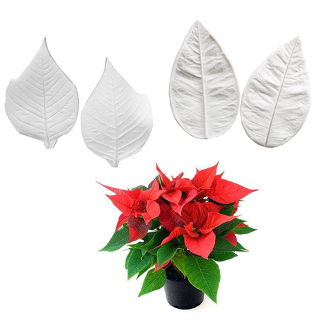 Moules en Silicone pour Fondant, 2 Styles, grandes veines de fleurs Poinsettia, pâte à modeler, résine d'argile, outil de décoration de gâteau, M21212438 ► Photo 1/4