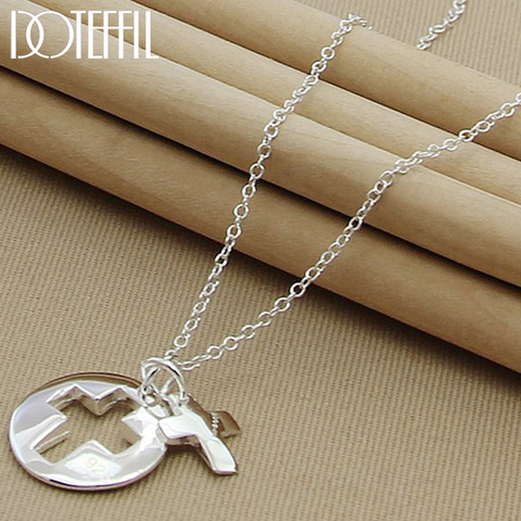 Doteffle-collier pendentif en argent Sterling 925 pour femmes, rond et croix, chaîne de 18 pouces, bijoux de fête de fiançailles de mariage ► Photo 1/6