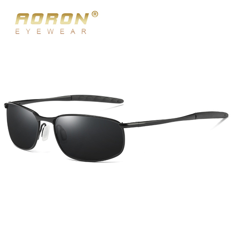 AORON – lunettes de soleil polarisées pour hommes, pour le sport, miroir rectangulaire, monture en alliage, UV400 ► Photo 1/6