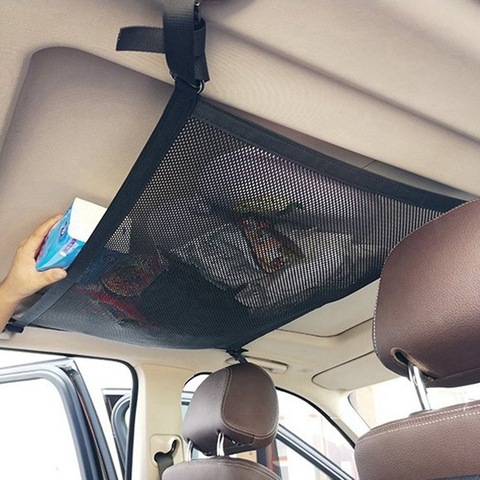 Coffre de voiture Filet Maille Disque Organisateur De Rangement Au Plafond Poche Filet de Toit Intérieur Sac Universel Automatique Multifonction 루프박스 자동차 ► Photo 1/6