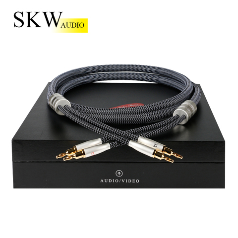 SKW HIFI argent-plaqué sur OCC conducteur haut-parleur câble Audio haut-parleur fil pour amplificateur Hi-fi systèmes Y Plug banane plug une paire ► Photo 1/6