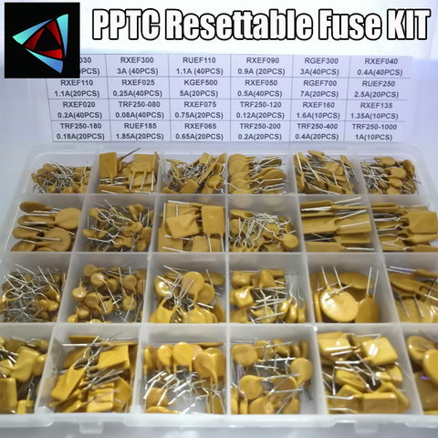 KIT d'auto-récupération PPTC, 610 pièces, 24 valeurs, 0,05 a 0,1 a 0,2 a 0,25 a 0,3 a 0,4 a 0,5 a 0,75 a 0,9 a 1,1 a 1,35 a 2a 2,5 a 3,75 a ► Photo 1/1