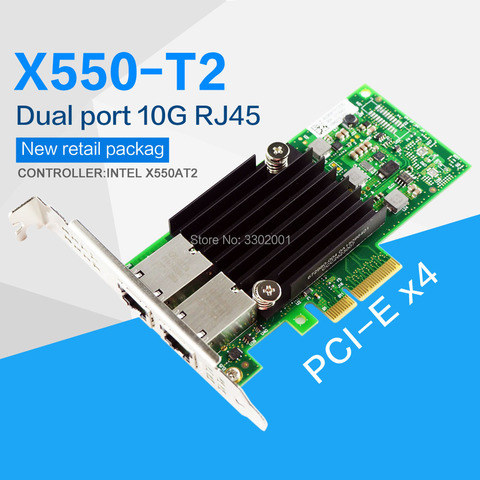 FANMI — Carte réseau X550-T2, PCIe x4, 10 Gb/s, Ethernet (X550T2BLK), adaptateur réseau convergent, pour serveur, 2x RJ45 ► Photo 1/5