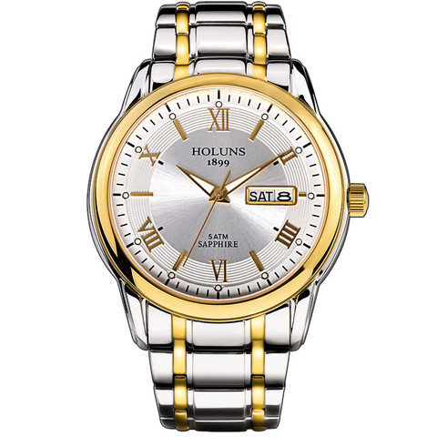 HOLUNS relogio masculino plein acier inoxydable hommes automatique montre haut marque de luxe 5ATM étanche Super lumineux livraison directe ► Photo 1/6