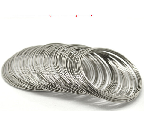 Composants de Bracelets à mémoire de forme, fil d'acier rond couleur argent 5.5cm-6cm Dia, 30 boucles ► Photo 1/3