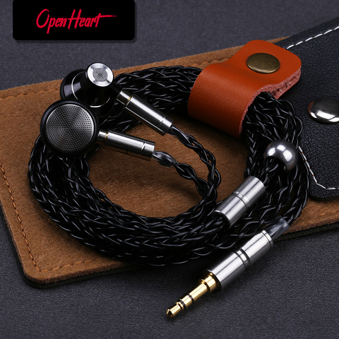 OPENHEART casque métal avec mmcx écouteurs intra-auriculaires tête plate prise écouteur filaire HiFi basse écouteurs musique écouteurs pilote dynamique ► Photo 1/6