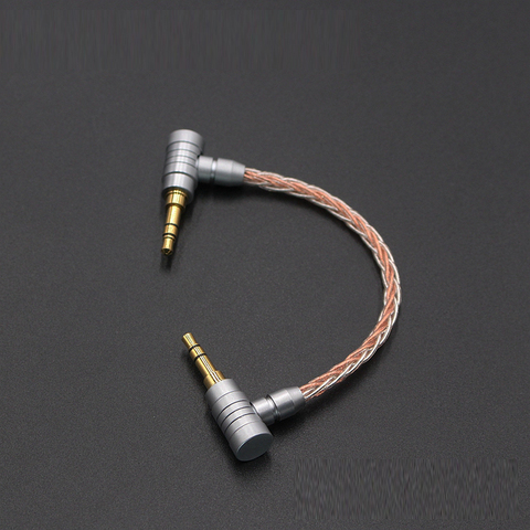 Audiocrast 10cm 3.5mm mâle à 3.5mm mâle 8 noyaux plaqué argent 3.5mm stéréo Audio Hifi Audio câble voiture AUX câble ► Photo 1/5