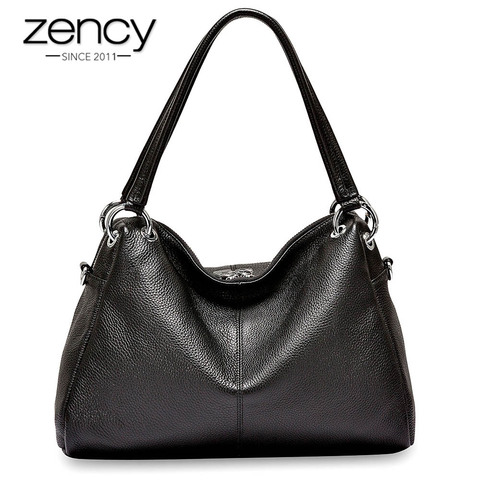 Zancy – sac à main Hobos en cuir véritable pour femmes, sac à bandoulière classique noir élégant, fourre-tout, mode 100% ► Photo 1/6