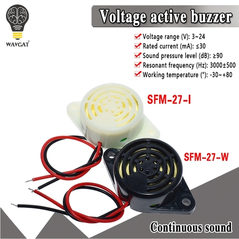 WAVGAT – alarme à haut décibel 95db, 3-24V, 12V DC, Buzzer électronique, bip continu et Intermittent, pour voiture et Van Arduino, SFM-27 ► Photo 1/6