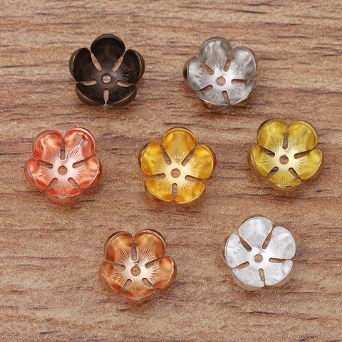 Capuchons de perles en cuivre de 13x5mm, 50 pièces, Rose, or, argent, filigrane de fleurs, capuchon d'espacement ample pour la fabrication de bijoux à faire soi-même ► Photo 1/5