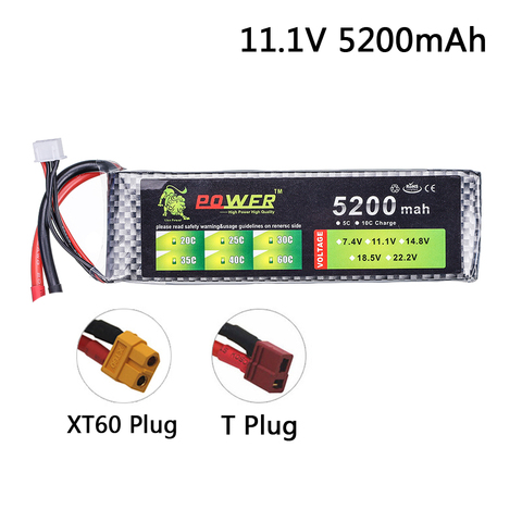 Lion Power – batterie Lipo 11.1v, 5200mah, 35C MAX, 70C, pour Drones RC, hélicoptère, bateaux, avions, voiture, 5200mah, 3s, 11.1V, Lithium ► Photo 1/5