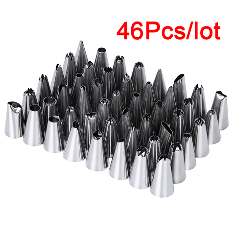 46 Pcs/Lot acier inoxydable buse conseils bricolage gâteau décoration outils glaçage tuyauterie crème pâtisserie sac buse cuisine boulangerie outils ► Photo 1/6