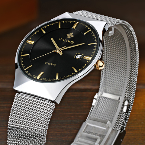 WWOOR – montre-bracelet Ultra mince pour hommes, marque de luxe, étanche, Business, 2022, 2022 ► Photo 1/6