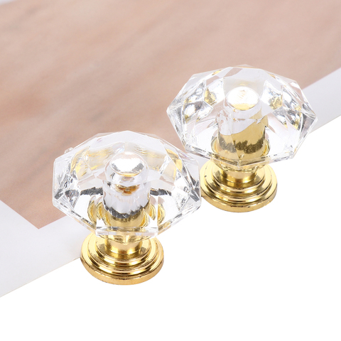 10 pièces acrylique cristal boutons placard tiroir tirer poignée bouton de porte diamant forme armoire bouton maison meubles accessoire pas de vis ► Photo 1/6