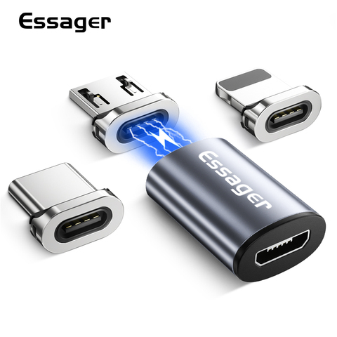 Essager adaptateur Micro USB magnétique pour iPhone Samsung Xiaomi Micro USB femelle à Type C mâle câble aimant convertisseurs connecteur ► Photo 1/6