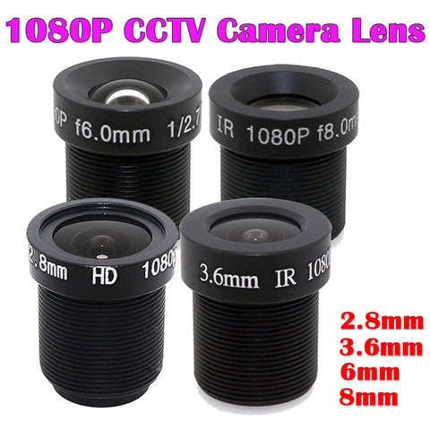 Lentille de caméra de sécurité HD 1080P 2.8/3.6/6/8mm, objectif de caméra de sécurité M12, ouverture 2mp, 1/2, 7 