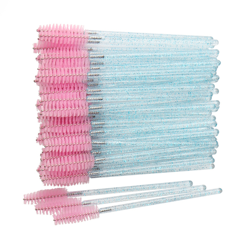 50 pièces brosse à cils cosmétique cristal Mascara baguettes applicateur diamant cils brosses jetables maquillage pinceaux outils ► Photo 1/6