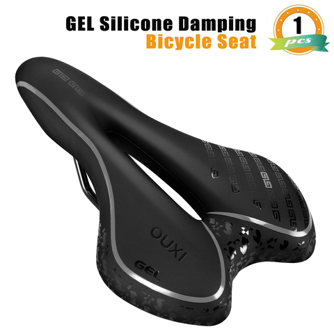 Selle de vélo antidérapante GEL PU Extra souple, VTT, siège de vélo de route et vtt, absorbant les chocs, creux, accessoires de cyclisme ► Photo 1/6