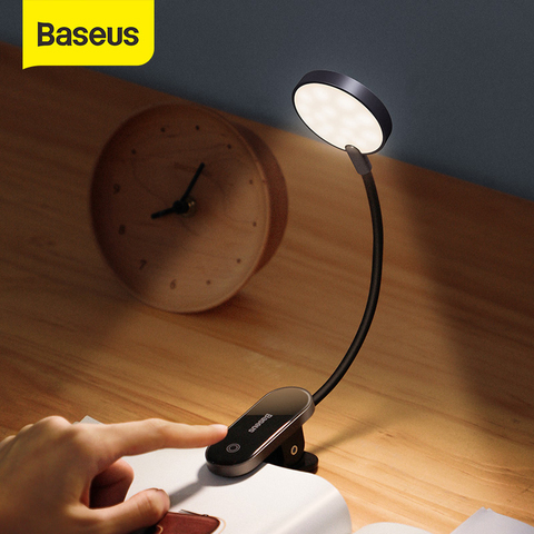 Baseus Clip LED lampe de Table réglable en continu sans fil lampe de bureau tactile USB Rechargeable lampe de lecture LED veilleuse lampe d'ordinateur portable ► Photo 1/6