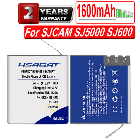 HSABAT – batterie de caméra d'action PG1050, 1600mAh, pour EKEN H9 H9R H3 H3R H8PRO H8R SJ4000 SJCAM SJ5000 M10 SJ5000X ► Photo 1/6