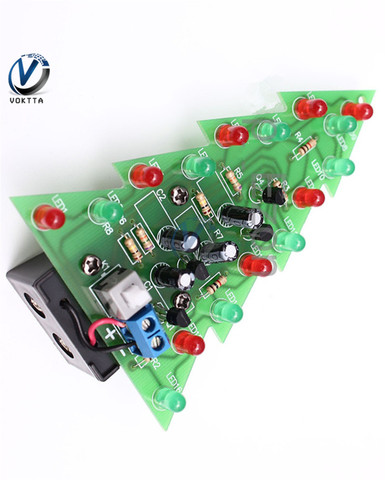 Kit de pièces d'arbre de noël à LED, Flash de couleur rouge/vert, Module de Circuit imprimé d'arbre de noël 3D, cadeau électronique amusant ► Photo 1/5