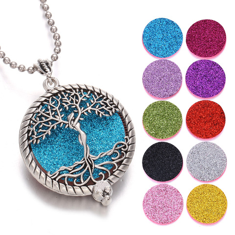 Collier aromathérapie arbre de vie, bijoux Vintage, médaillon ouvert, pendentif d'huile essentielle, parfum ► Photo 1/6