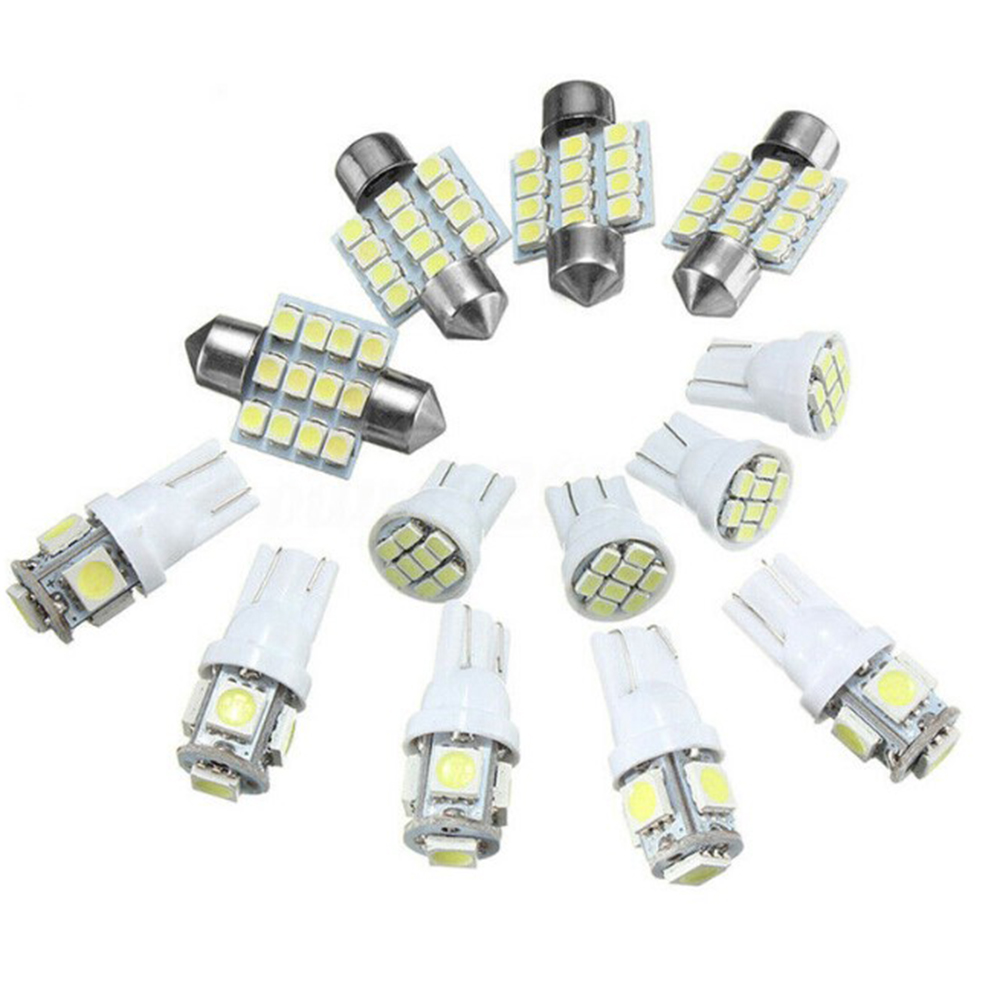 Ensemble de 13 ampoules LED blanches sans erreur Canbus, pour intérieur, plafond, dôme, plaque d'immatriculation, lampe décorative pour voiture ► Photo 1/6