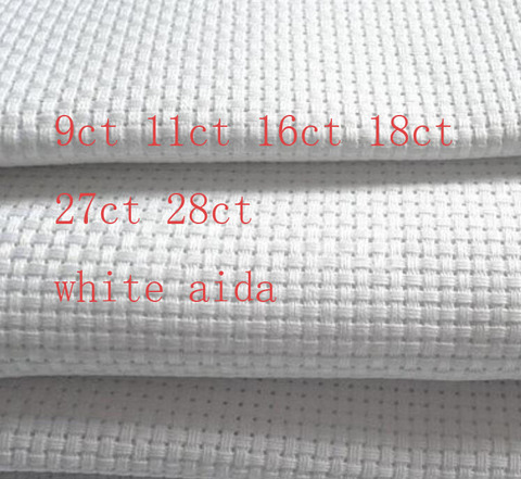 Tissu Aida 9e 25x25cm, 14ct 16ct 18ct 28ct 27ct, petite grille, point de croix, couleur blanche, broderie ► Photo 1/1