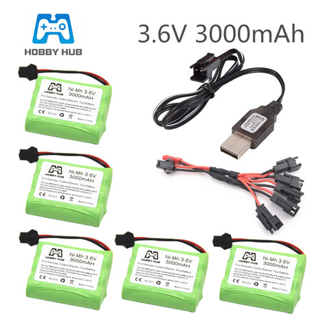 NI-MH 3.6V 3000mAh batterie Rechargeable 3.6 v nimh batterie recargables AA taille pour rc voiture jouet bateau modèle ► Photo 1/4