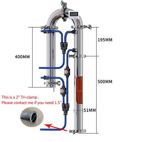 Colonne de distillation tubulaire de 2 pouces, livraison en russie, équipement de brassage d'alcool à domicile, machine avec filet en cuivre et anneau en Silicone à trois pinces ► Photo 1/6