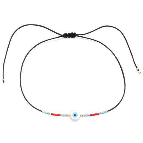 Boho Miyuki-Bracelet fait main, coquillage blanc, rond bleu, œil maléfique, court pour hommes, femmes, jolies perles, cadeau ► Photo 1/6