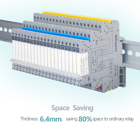 Panneau de relais électromagnétique à Interface mince, indicateur LED, Module de bobine 5V 12V 24VDC PLC Mini Base de relais Din Rail TRS 24VDC 1CO 1 pièce ► Photo 1/6