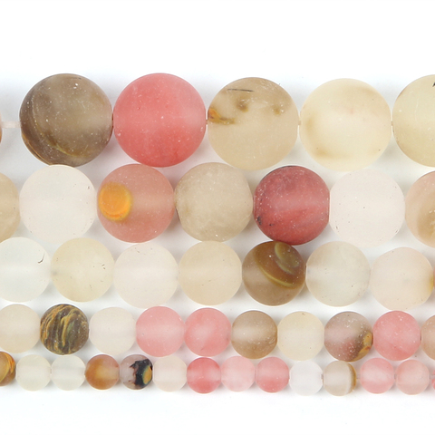 Perles rondes en pierre naturelle givrée, Agates pelées de pastèque, pour la fabrication de bijoux, Bracelet à faire soi-même, 8 MM ► Photo 1/5