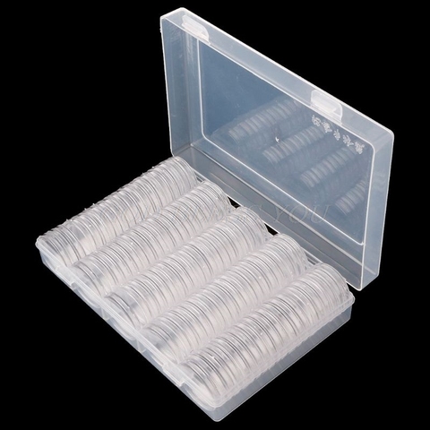 Boîte de rangement rectangulaire en plastique transparent | Protecteur de 100 pièces 27mm/30mm porte-Capsules ou 5 pièces Tube de pièces de monnaie 27mm ► Photo 1/5