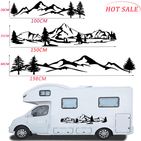 Nouveau voiture autocollants étanche 150cm arbre montagne voiture décor autocollant pour animaux de compagnie Auto décalcomanie pour SUV RV camping-car Offroad Auto mode décalcomanie ► Photo 1/6