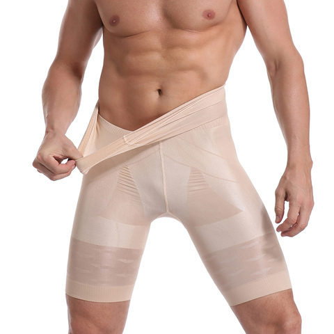 Short de Compression pour hommes, vêtement moulant taille haute, sous-vêtements pour hommes, contrôle du ventre, ceinture modelante ► Photo 1/6