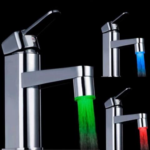 7 couleurs rvb changeant lueur LED robinet d'eau flux lumière robinet de douche tête de cuisine capteur de pression accessoire de salle de bain ► Photo 1/6
