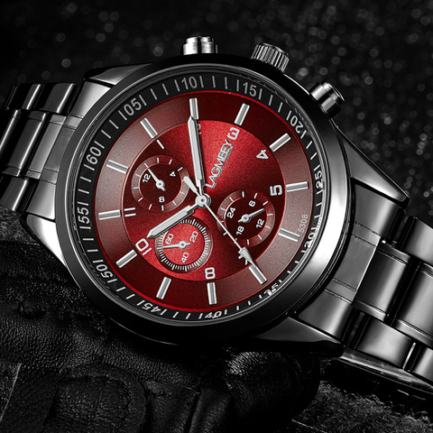 Lagmeey – montre-bracelet à Quartz pour hommes, marque de luxe, Business, noir ► Photo 1/6