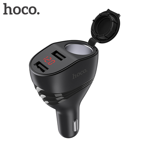 HOCO chargeur de voiture double USB + emplacement pour allume-cigare avec écran LED 96W 3.1A adaptateur chargeur de voiture à chargement rapide pour iPhone 11 Pro ► Photo 1/6