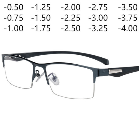 Lunettes de myopie optique pour homme, prescription demi-monture, verres finis Anti-bleu, 0.50 -0.75 -1.00 ► Photo 1/6