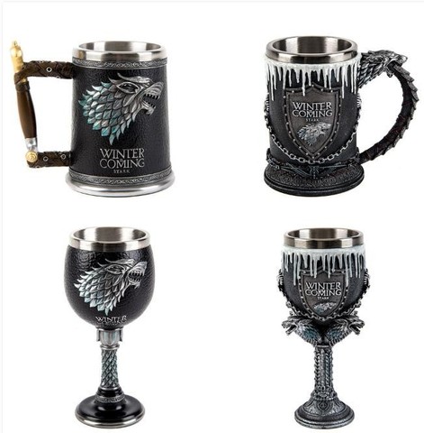 Tasse à café et à bière Thrones, verre à vin rouge, Double paroi en acier inoxydable, tasse à chevalier, décoration, cadeaux pour amis ► Photo 1/4