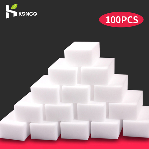 100 pièces éponge de nettoyage magique, mélamine éponge gomme mousse tampon de nettoyage accueil nettoyant éponges de nettoyage outils de nettoyage ► Photo 1/6